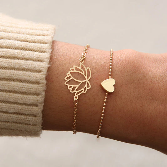 Simple Female Personality Hollow Lotus Bracelets