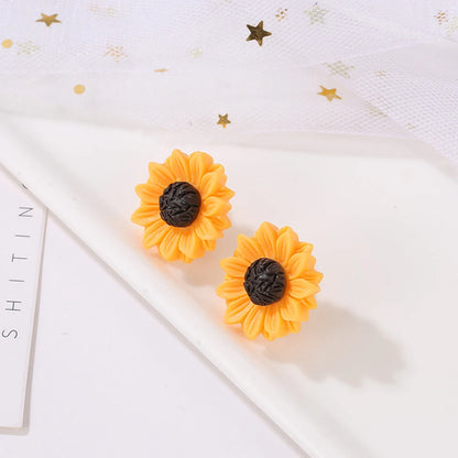 Delicate Sunflower Creative Imitation Pearls Earrings And Necklace  Set
