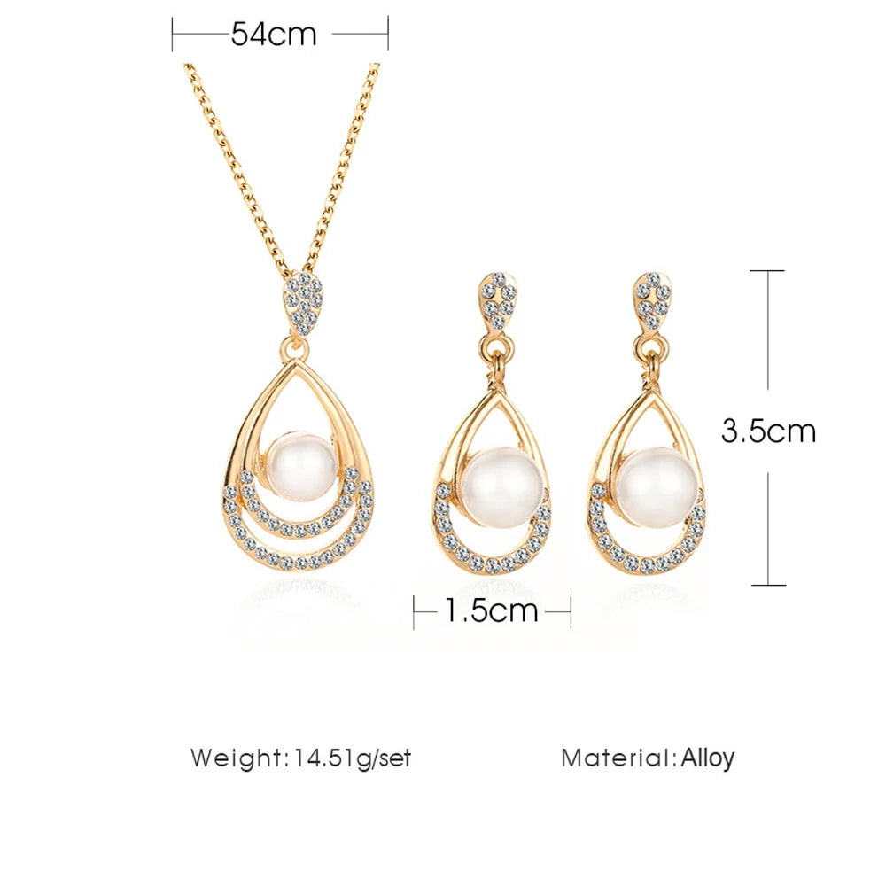 Elegant Simulated Pearl Bridal Necklaces/Earrings Jewelry Set