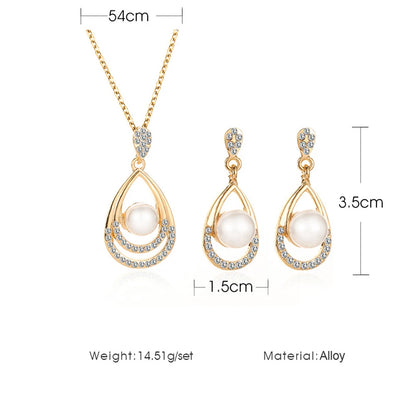Elegant Simulated Pearl Bridal Necklaces/Earrings Jewelry Set