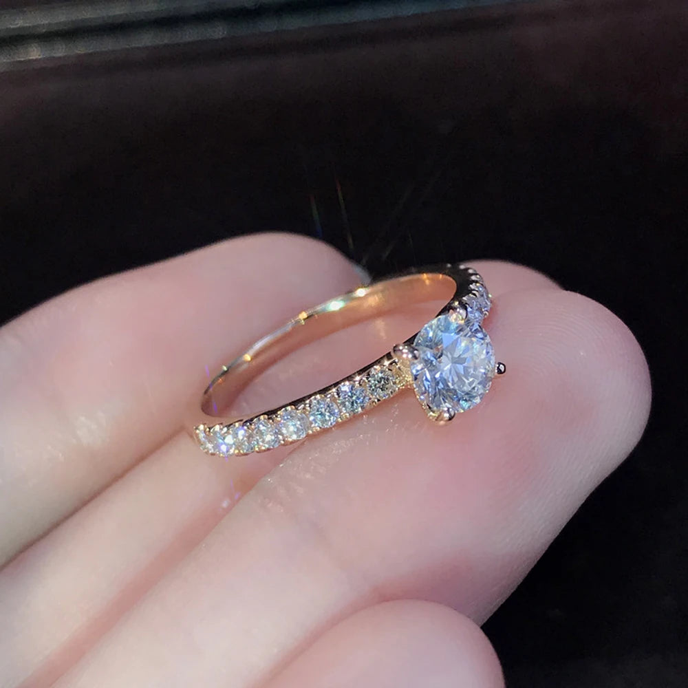 Elegant Crystal Engagement Design Ring