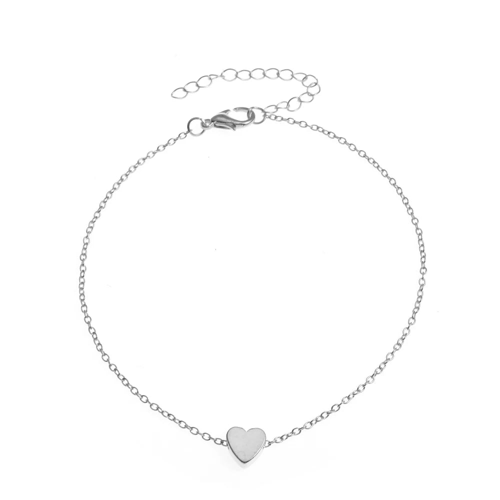 Simple Multilayer Heart Female Anklets