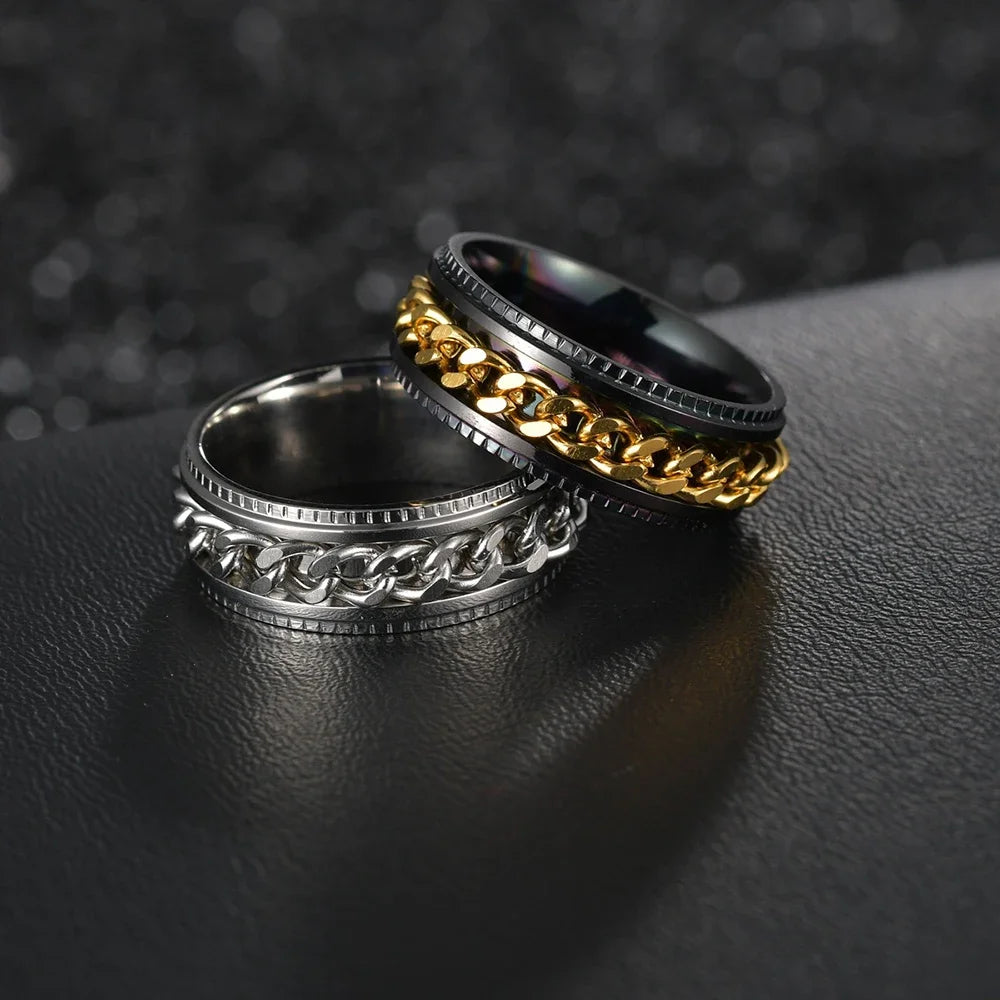 Stainless Steel Rotating Anxiety Fidget Rings