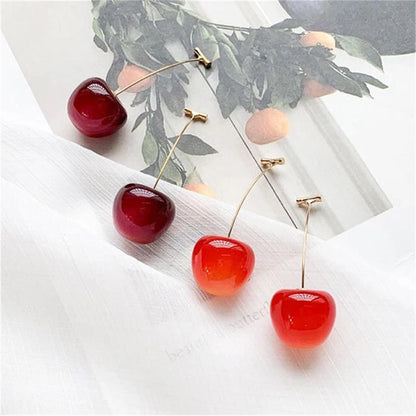 Trendy Kpop Cute Cherry Fruit Acrylic Earrings
