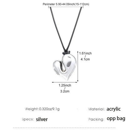 3 Colors Asymmetrical Acrylic Heart Pendant Necklace