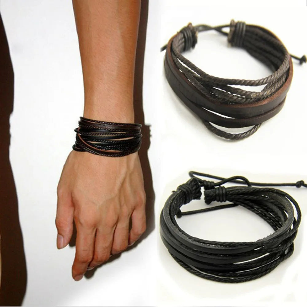 Exquisite Hand-Woven Wrap Leather Charm Bracelets