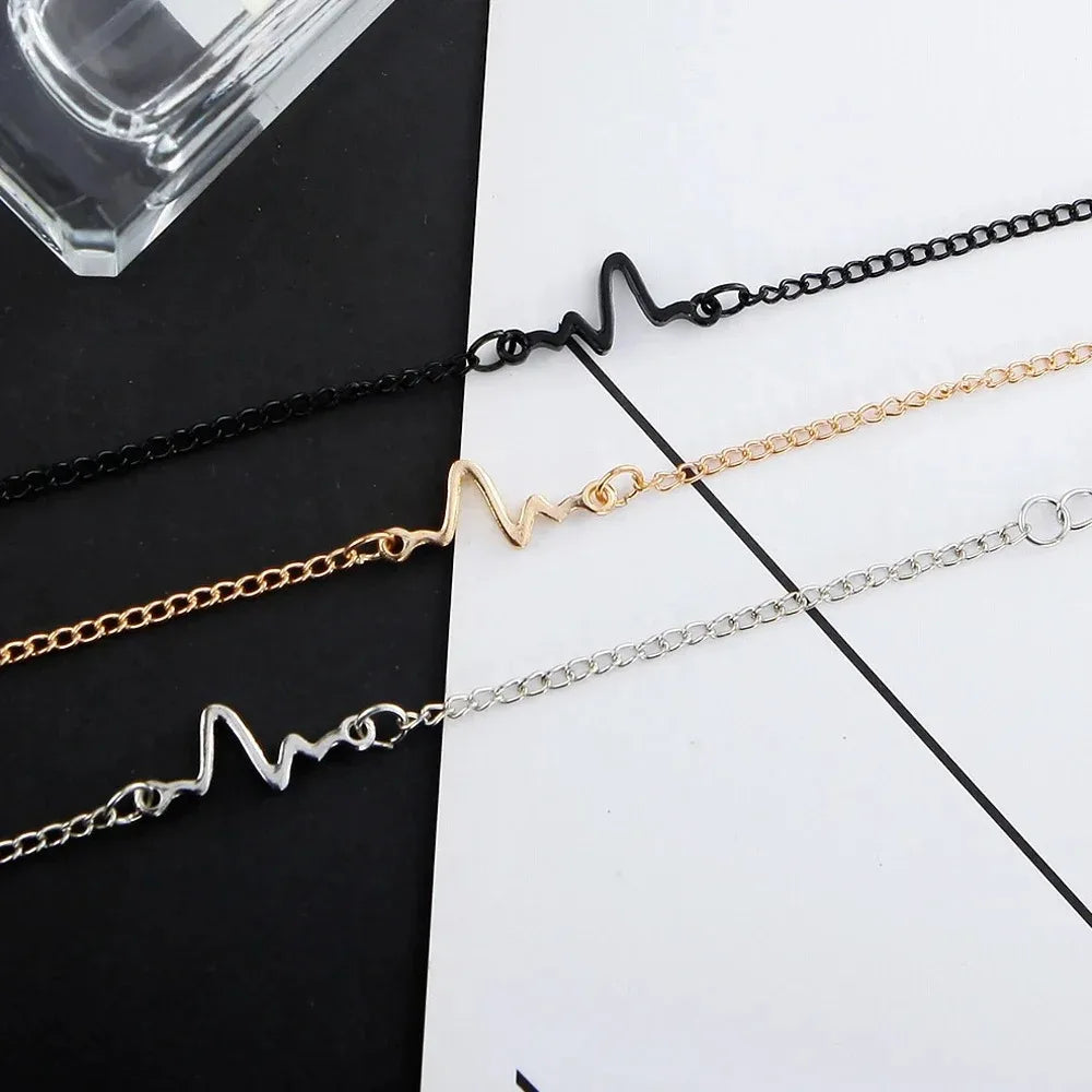 Korean Fashion ECG Heart Rate Lightning Charm Bracelet