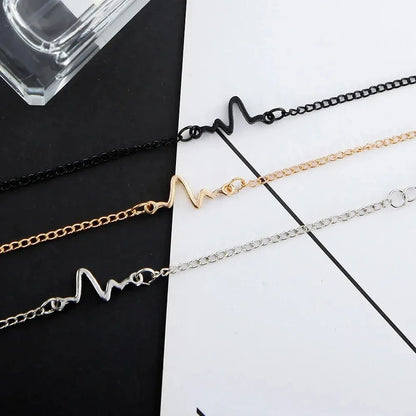 Korean Fashion ECG Heart Rate Lightning Charm Bracelet