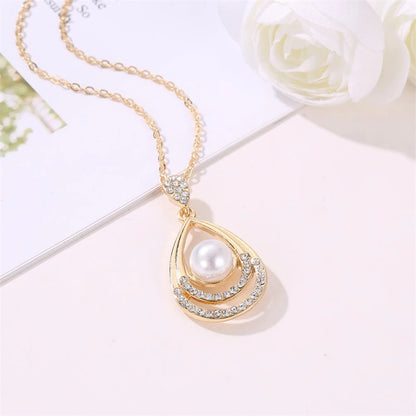 Elegant Simulated Pearl Bridal Necklaces/Earrings Jewelry Set