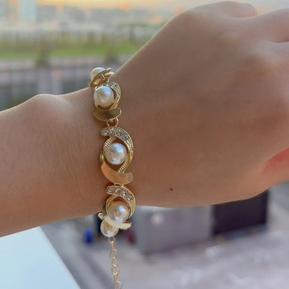 Imitation Pearl Adjustable Chain Bracelet