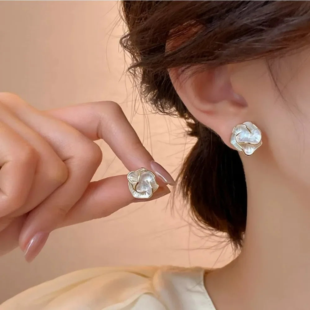 Delicate Camellia Temperament Stud Earring