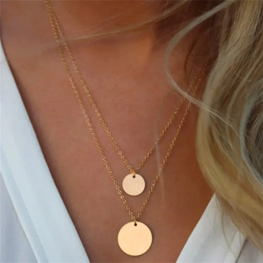 Strand Necklace Elegant Layering Disc Choker