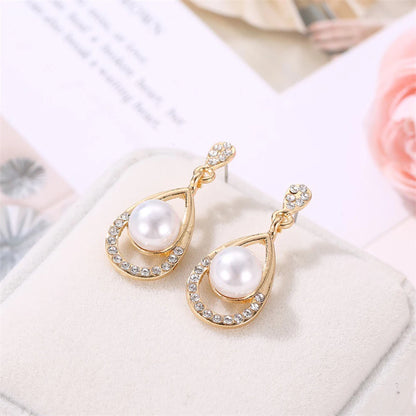 Elegant Simulated Pearl Bridal Necklaces/Earrings Jewelry Set