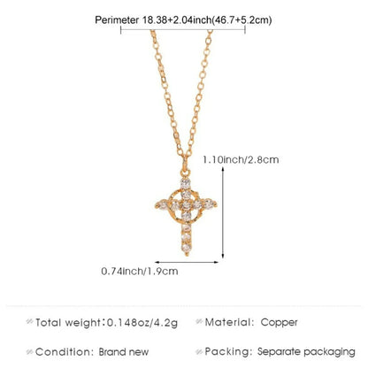 Rotatable Crown Cross Copper Pendant Necklace