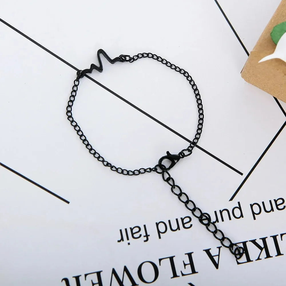 Korean Fashion ECG Heart Rate Lightning Charm Bracelet