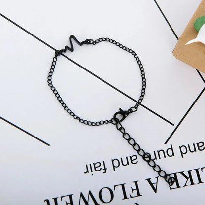 Korean Fashion ECG Heart Rate Lightning Charm Bracelet