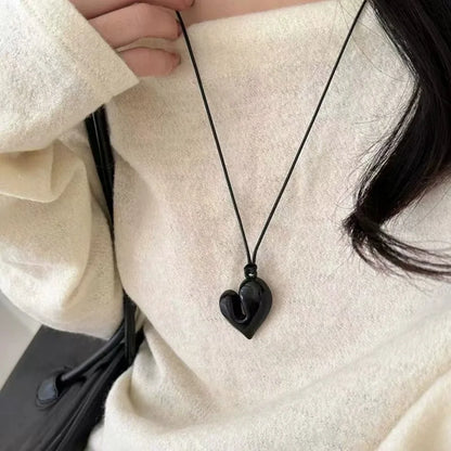 3 Colors Asymmetrical Acrylic Heart Pendant Necklace
