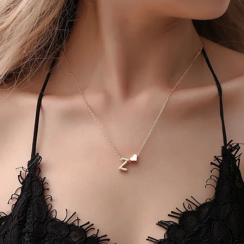 Tiny Heart Dainty Initial Necklace Choker