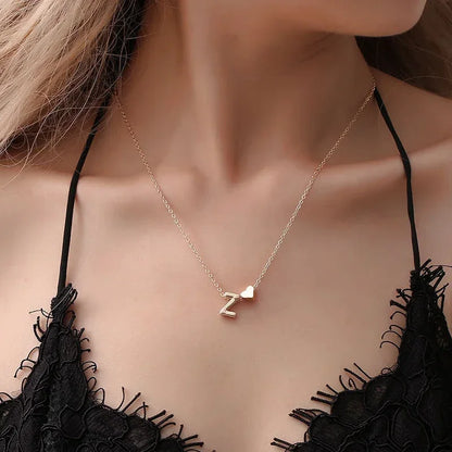 Tiny Heart Dainty Initial Necklace Choker