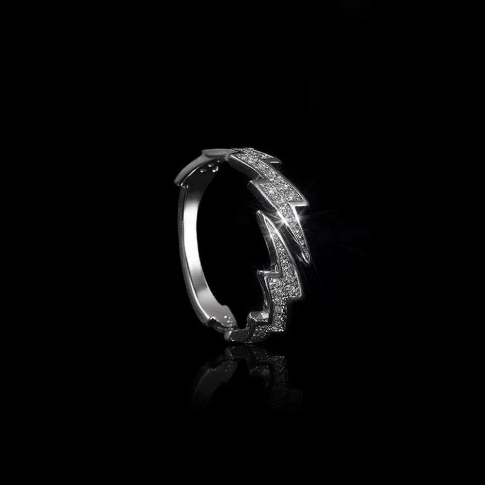 Silver Color Zircon Lightning Open Adjustable Ring