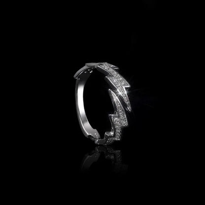 Silver Color Zircon Lightning Open Adjustable Ring