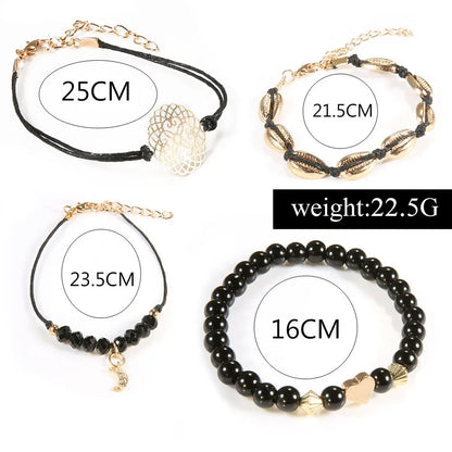 4pcs Bohemian Shell Moon Bracelet Se