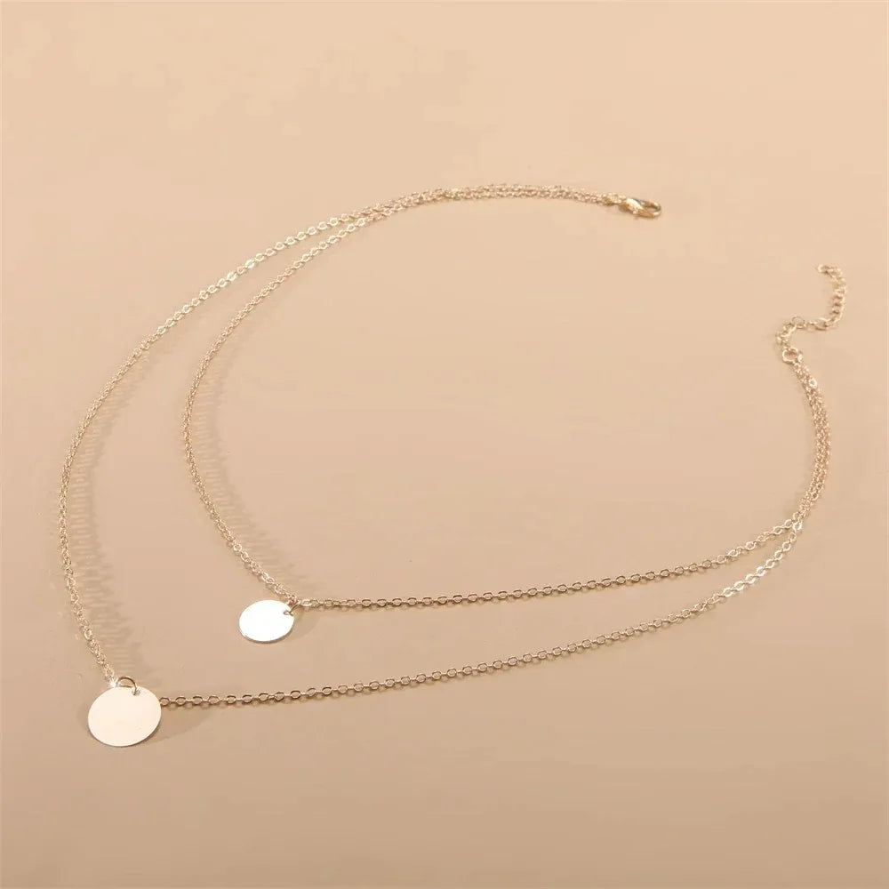 Strand Necklace Elegant Layering Disc Choker