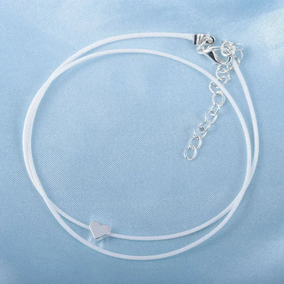 Bohemian Silver Color Heart Anklet