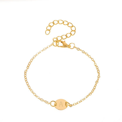 Simple Gold Color Letter Name Initial Bracelets