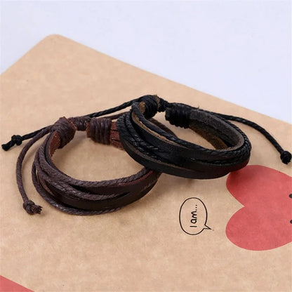 Exquisite Hand-Woven Wrap Leather Charm Bracelets