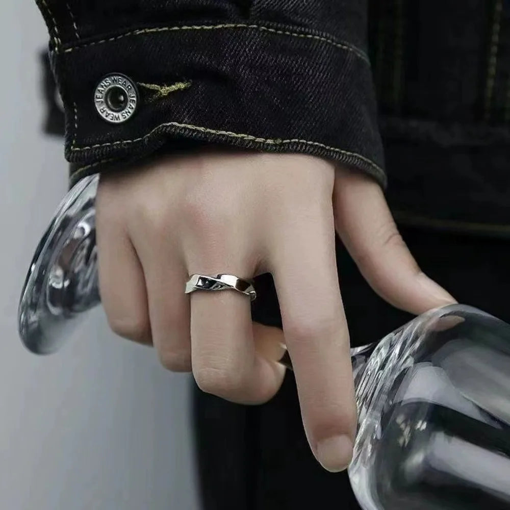 Trend Mobius Wave Silver Color Alloy Open Ring