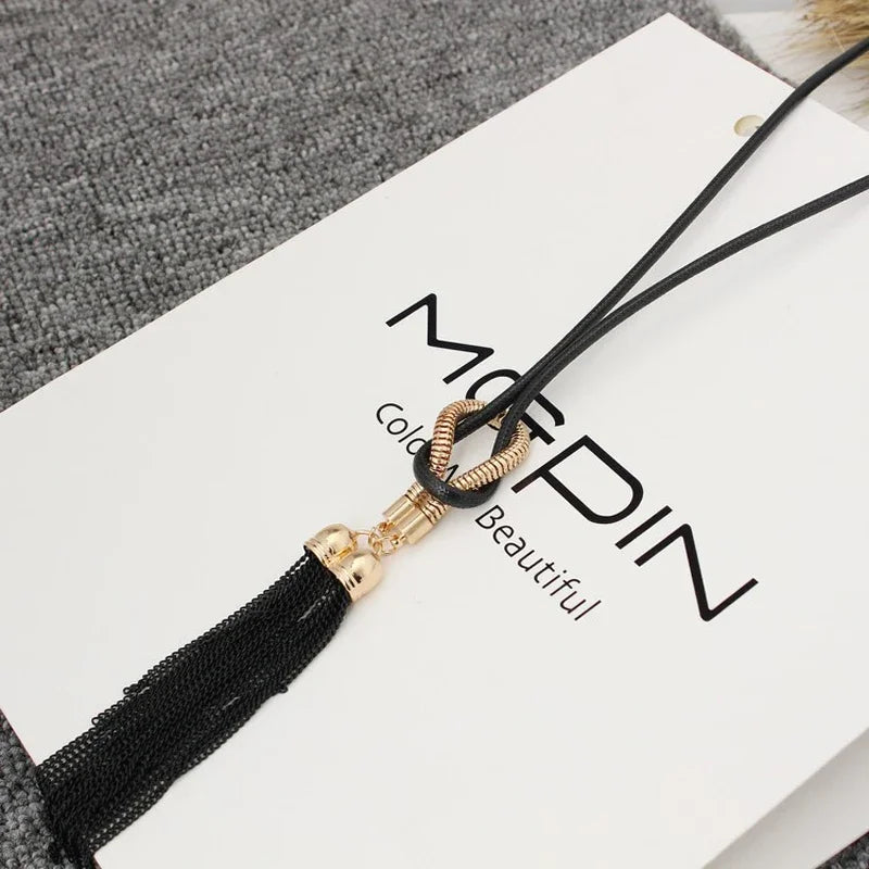Tassel Long Winter Sweater Chain Pendant Necklace