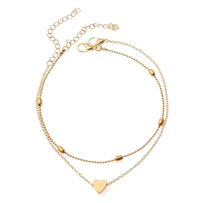 3pcs/set Gold Color Simple Chain Anklets