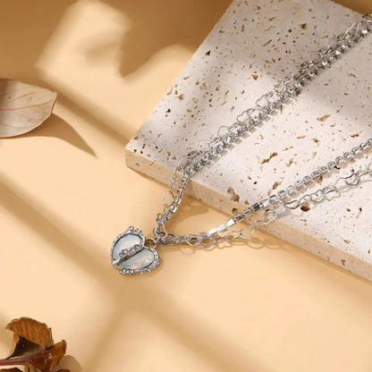 Peach Heart Water Drop Pendant Necklace