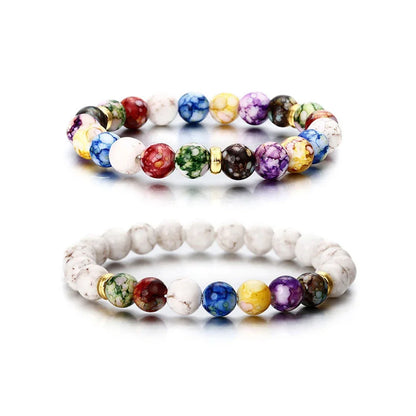Classic Lovers Natural Lava Stone 7 Chakra Healing Bracelet
