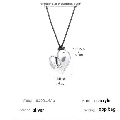 3 Colors Asymmetrical Acrylic Heart Pendant Necklace