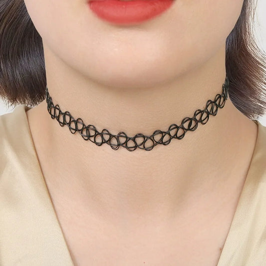 12 Pcs Vintage Multi Color Elastic Braided Fish Thread Choker