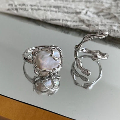 Silver Color Minimalist Irregular Twined Finger Rings