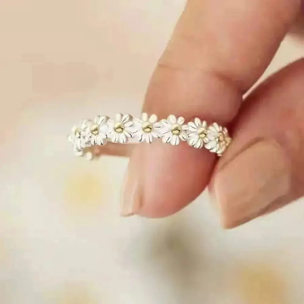 Exquisite Enamel Sunflower Adjustable Open Ring