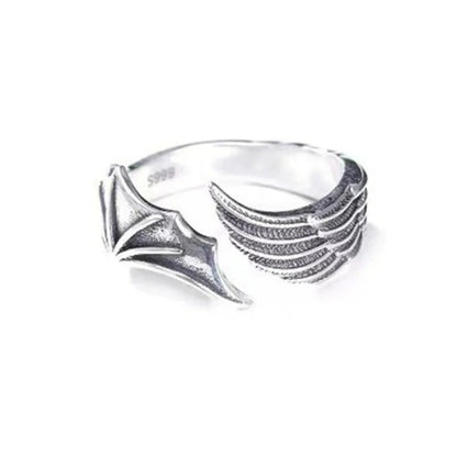 Retro Angel Demon Wing Couples Ring