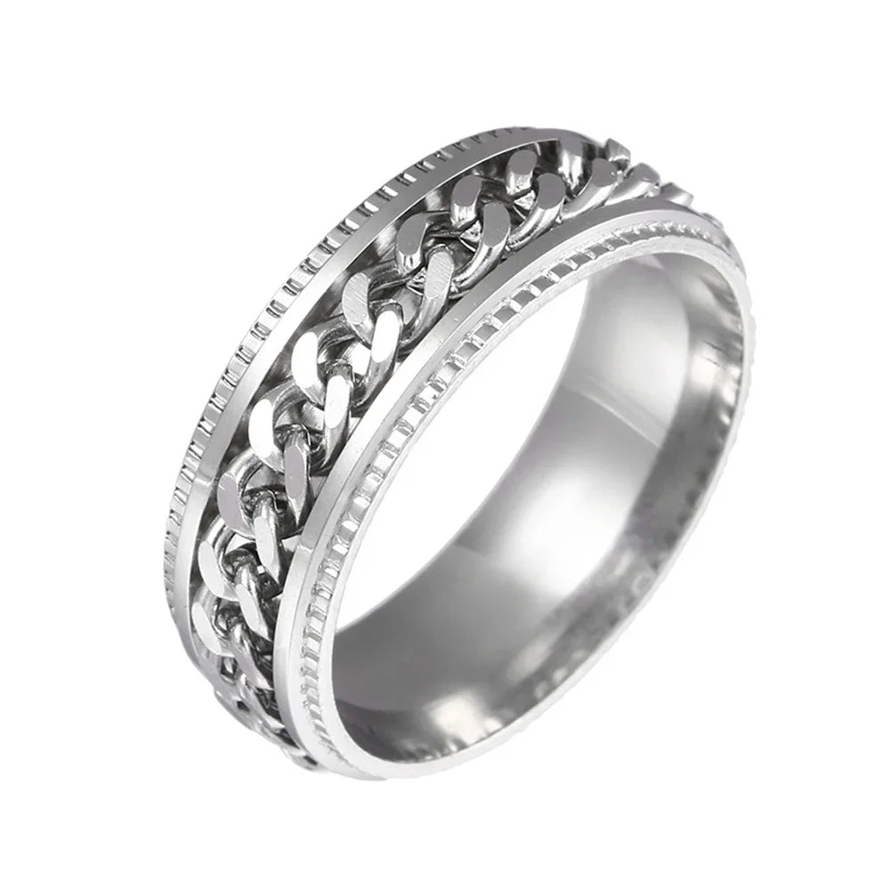Stainless Steel Rotating Anxiety Fidget Rings