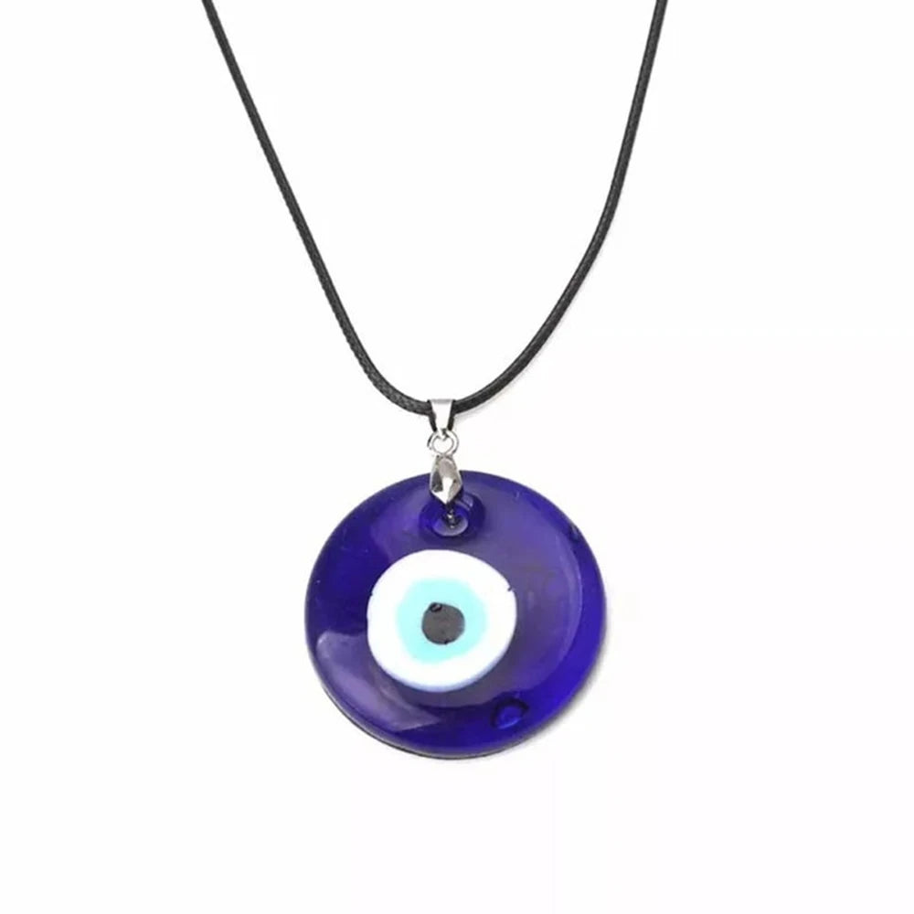 Vintage Turkish Blue Evil Eye Pendant Choker Necklace