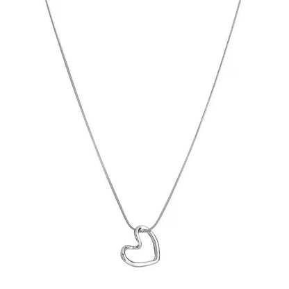 Simple Hollow Love Heart Pendant Necklace