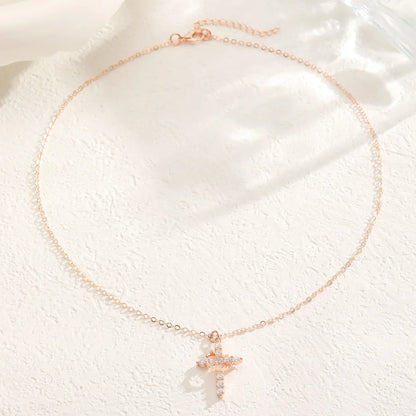 Rotatable Crown Cross Copper Pendant Necklace