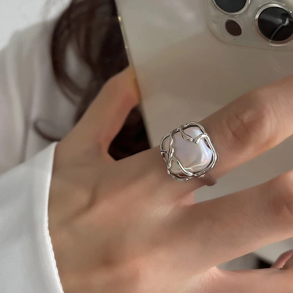 Silver Color Minimalist Irregular Twined Finger Rings