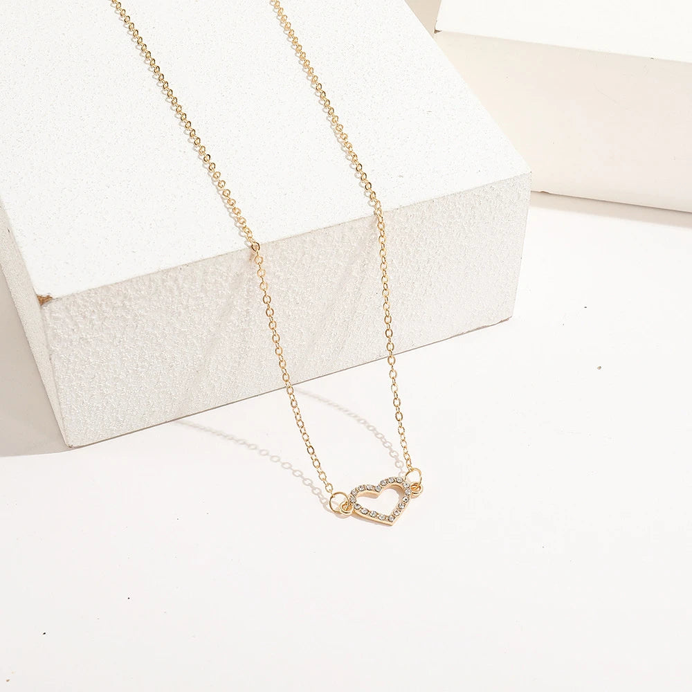 Simple Hollow Love Heart Pendant Necklace