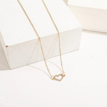 Simple Hollow Love Heart Pendant Necklace
