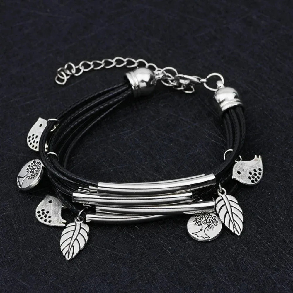 Multilayer Handmade Charm Leaves Bracelets