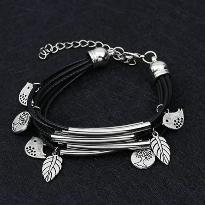 Multilayer Handmade Charm Leaves Bracelets