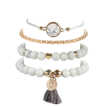 Bohemian Handmade Weave Heart Long Tassel Bracelet Sets